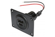 ProCar 67342000 Pwr Double USB-C/A Socket w. mounting plate