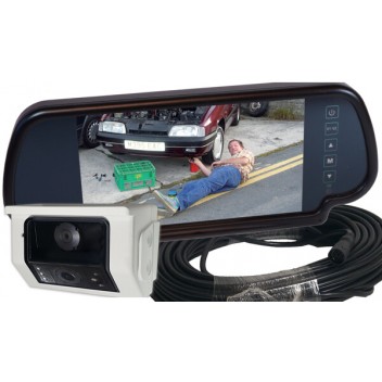 Camos CM-49 "Twin-View" Camera 7" Mirror Mntr & Cable Kit Image for Camos CM-49 "Twin-View" Camera 7" Mirror Mntr & Cable Kit