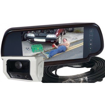Camos CM-49 "Twin-View" Camera 7" Mirror Mntr & Cable Kit Image for Camos CM-49 "Twin-View" Camera 7" Mirror Mntr & Cable Kit