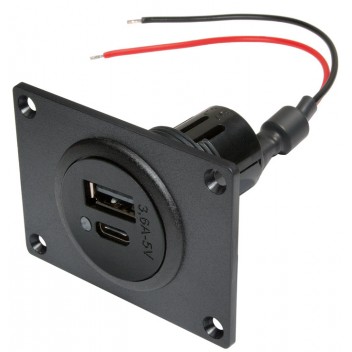 Image for ProCar 67342000 Pwr Double USB-C/A Socket w. mounting plate